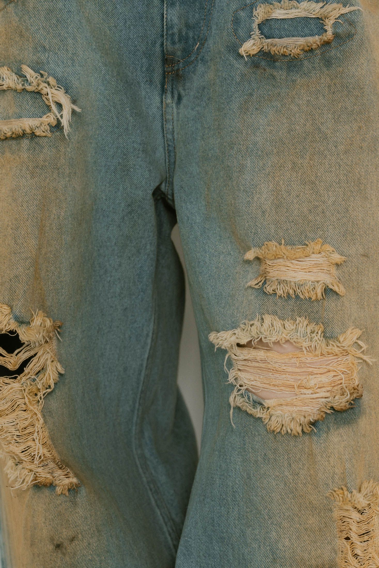 Knuth Marf - damage denim pants / ダメージ デニムパンツ (サックス