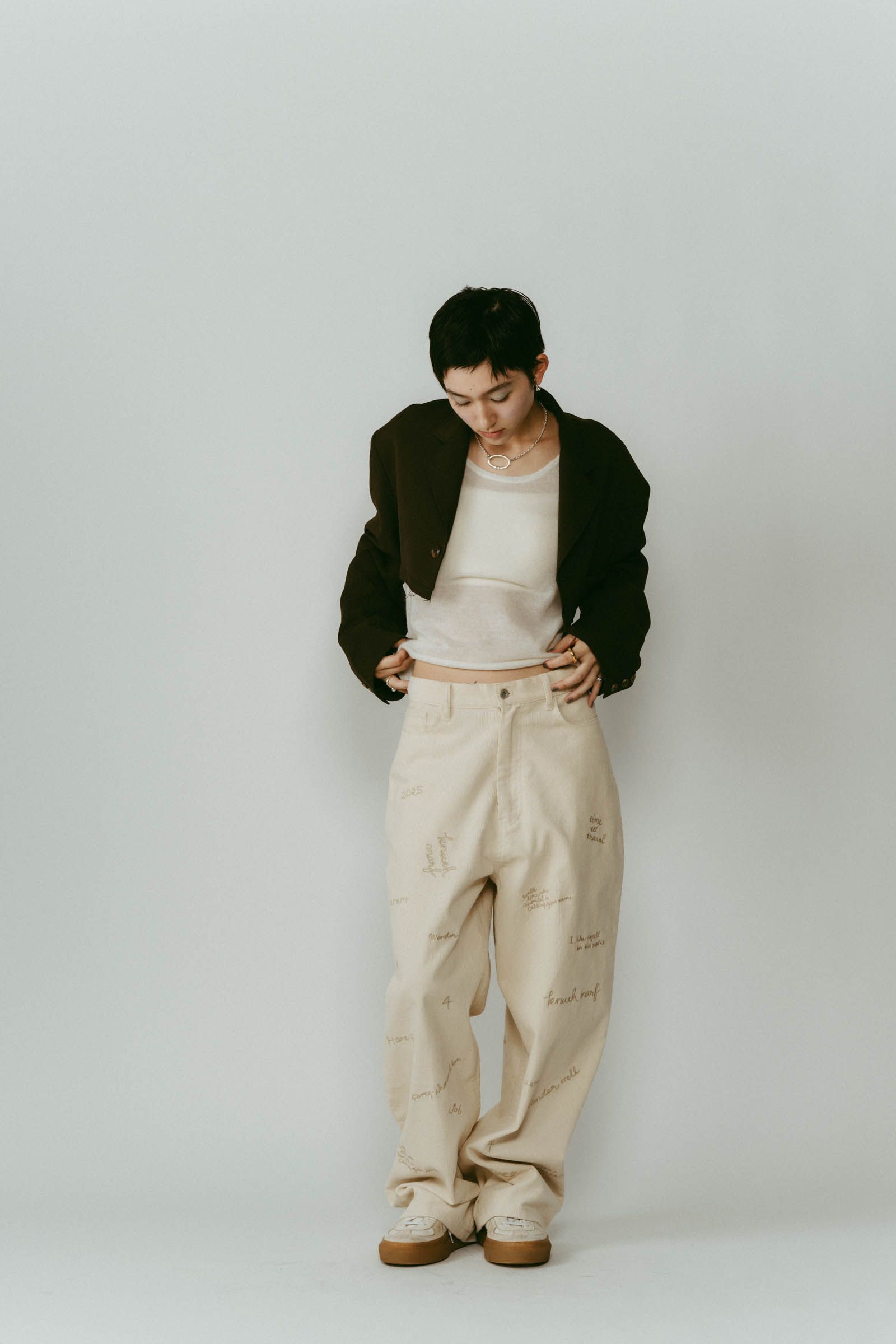 Knuth Marf - embroidered corduroy pants / レタリング刺繍