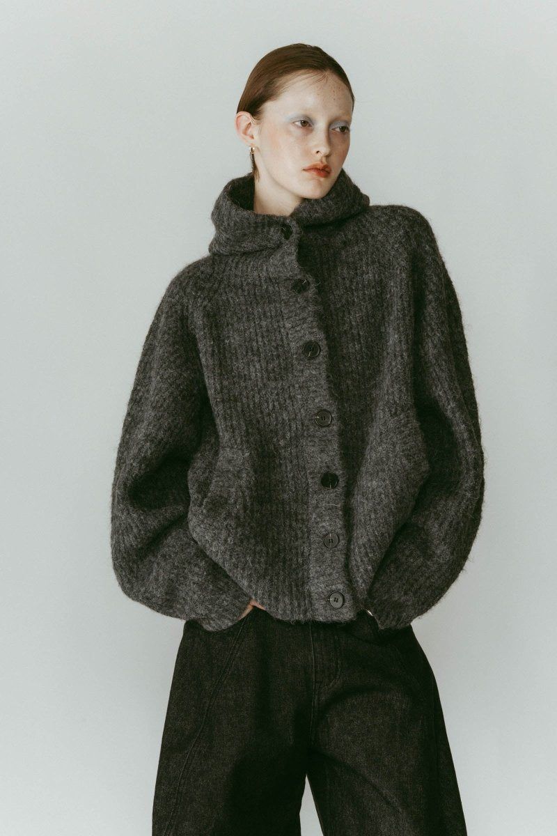Knuth Marf - hooded cardigan knit / フーデッド カーディガンニット