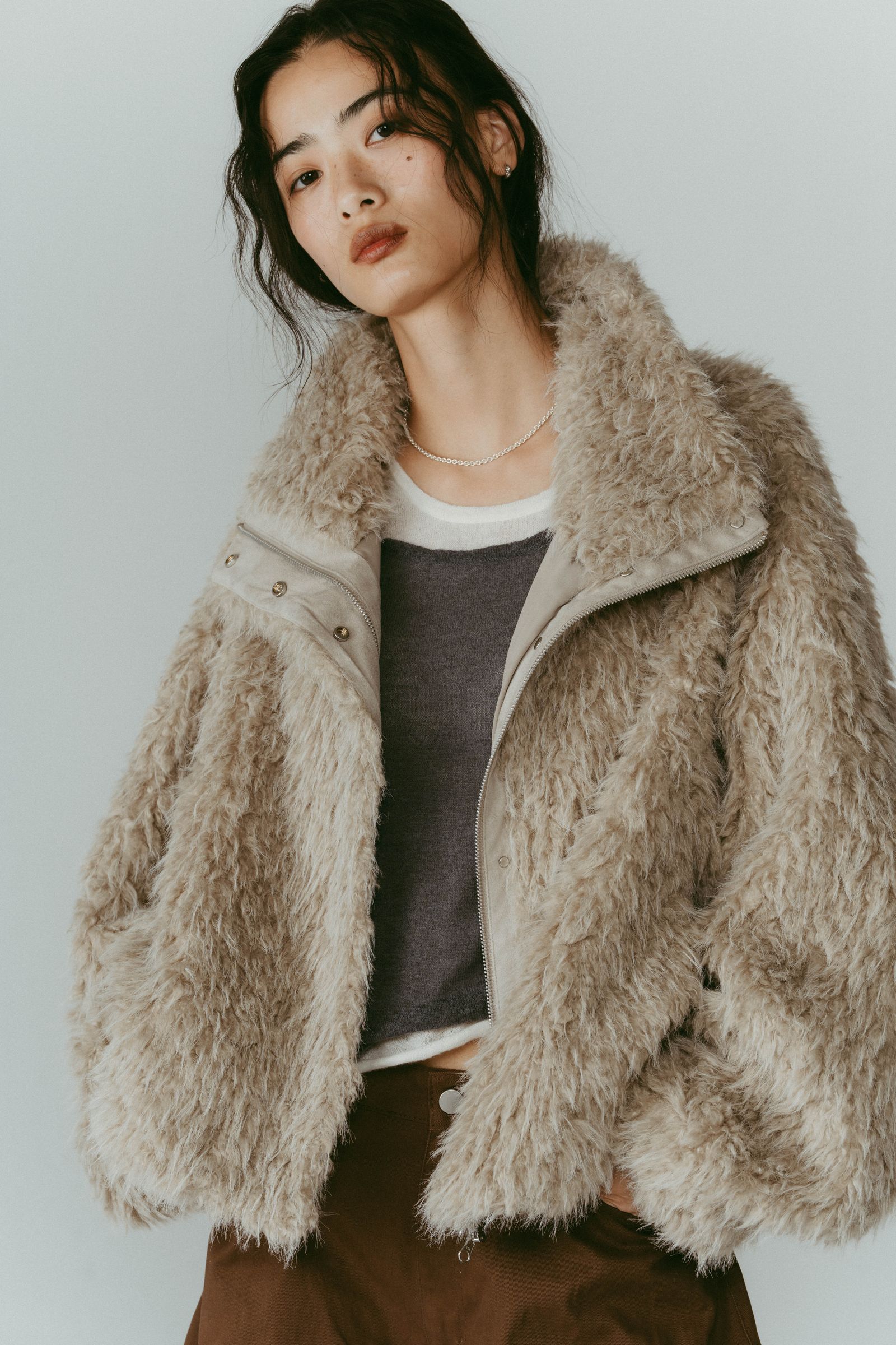 Knuth Marf - shaggy stand collar coat / シャギースタンドカラー