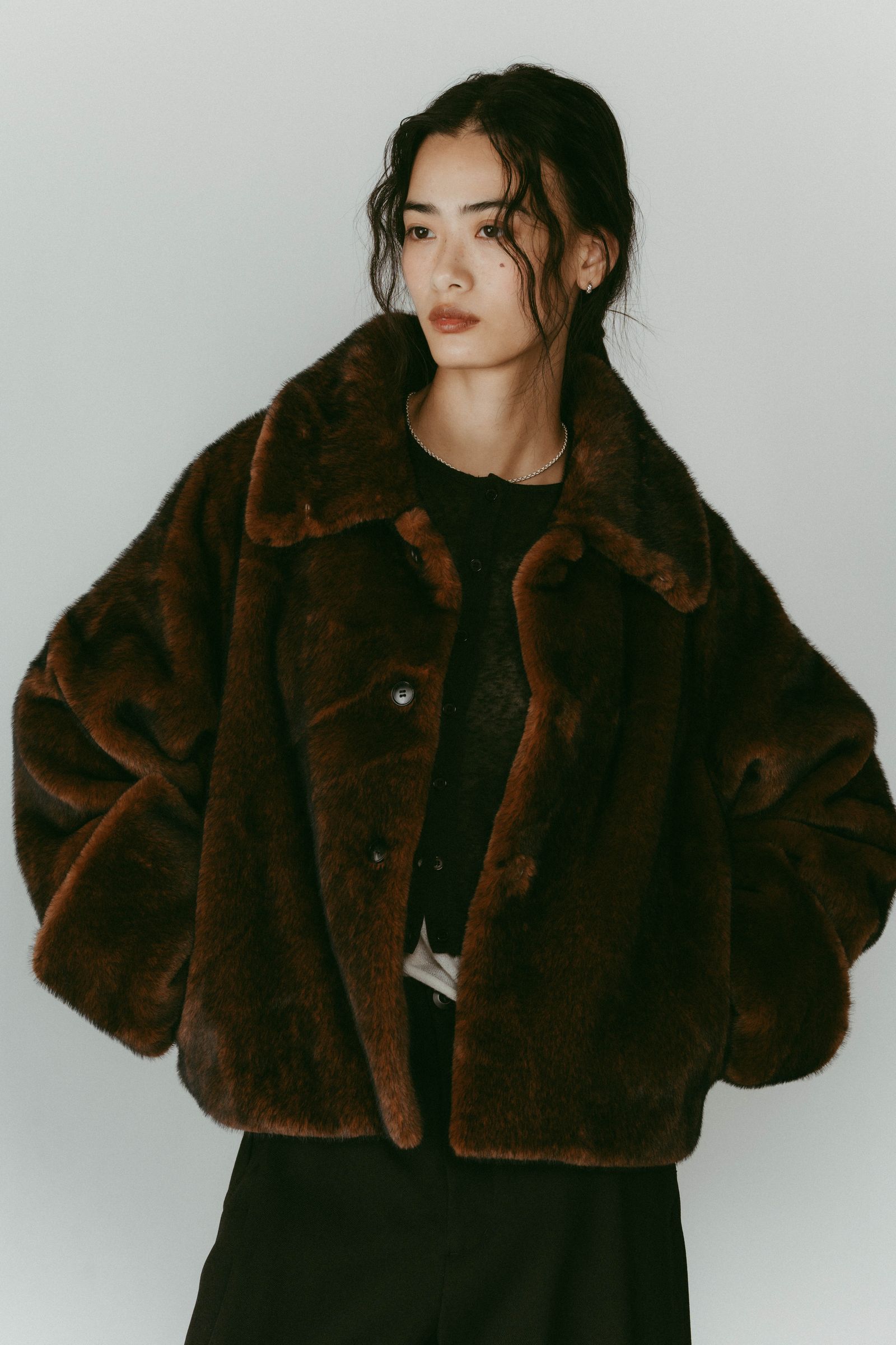 Knuth Marf - point collar fur coat / ポイントカラー ファーコート
