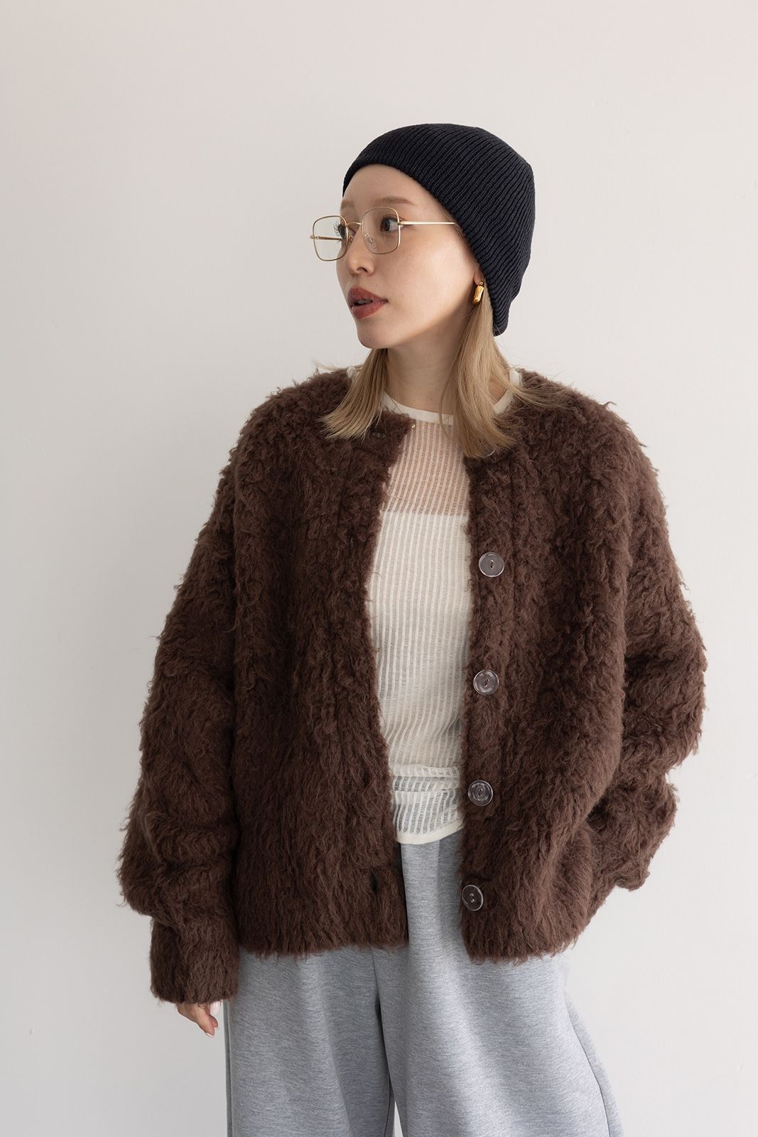 CAVEZA ROSSO - Curl shaggy knit cardigan / カールシャギーニット