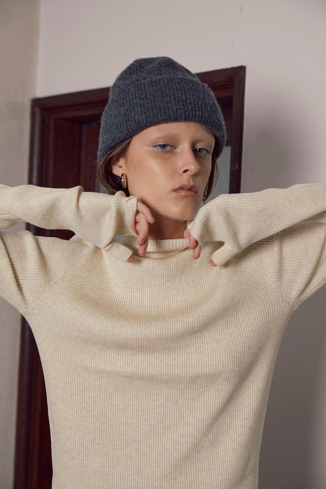 Knuth Marf - velours ribbon tops / ベロア リボントップス (ブラック