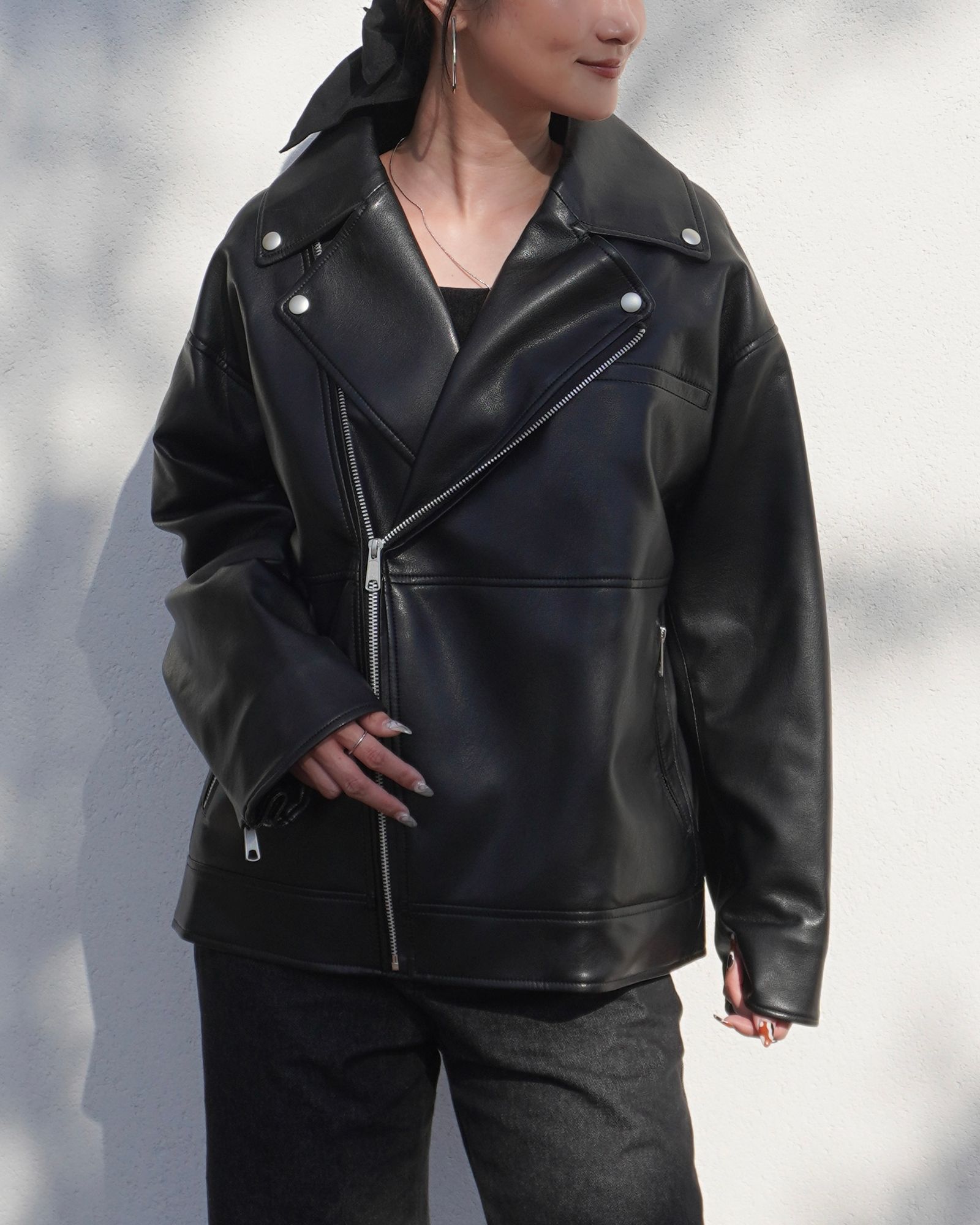 THINK FUR - Eco Leather Riders Jacket (ブラック) / エコレザー