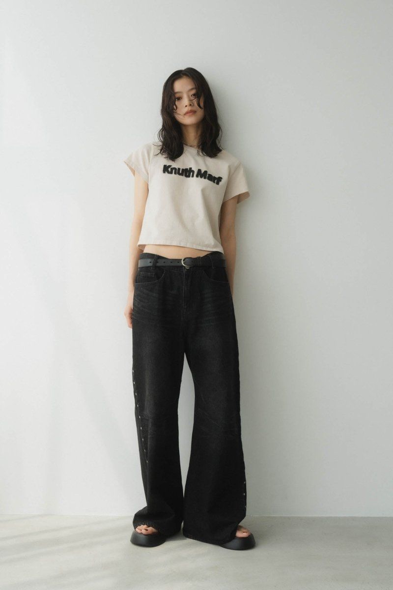 Knuth Marf ツーバックルパッチワークデニム ブラック ユニセックス