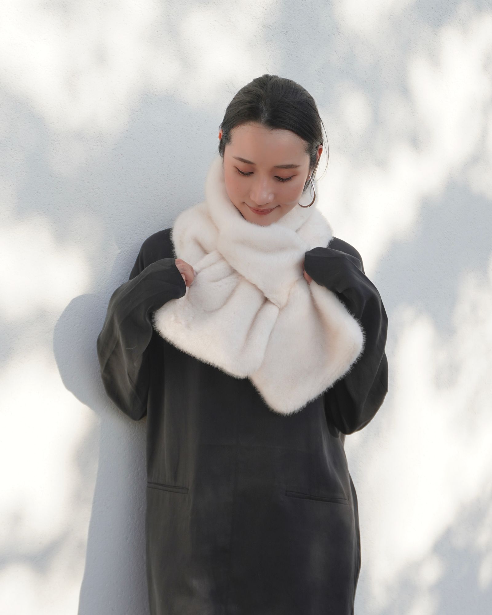 THINK FUR - Mink Like Fur Tippet (アイボリー) / ミンクライクファー