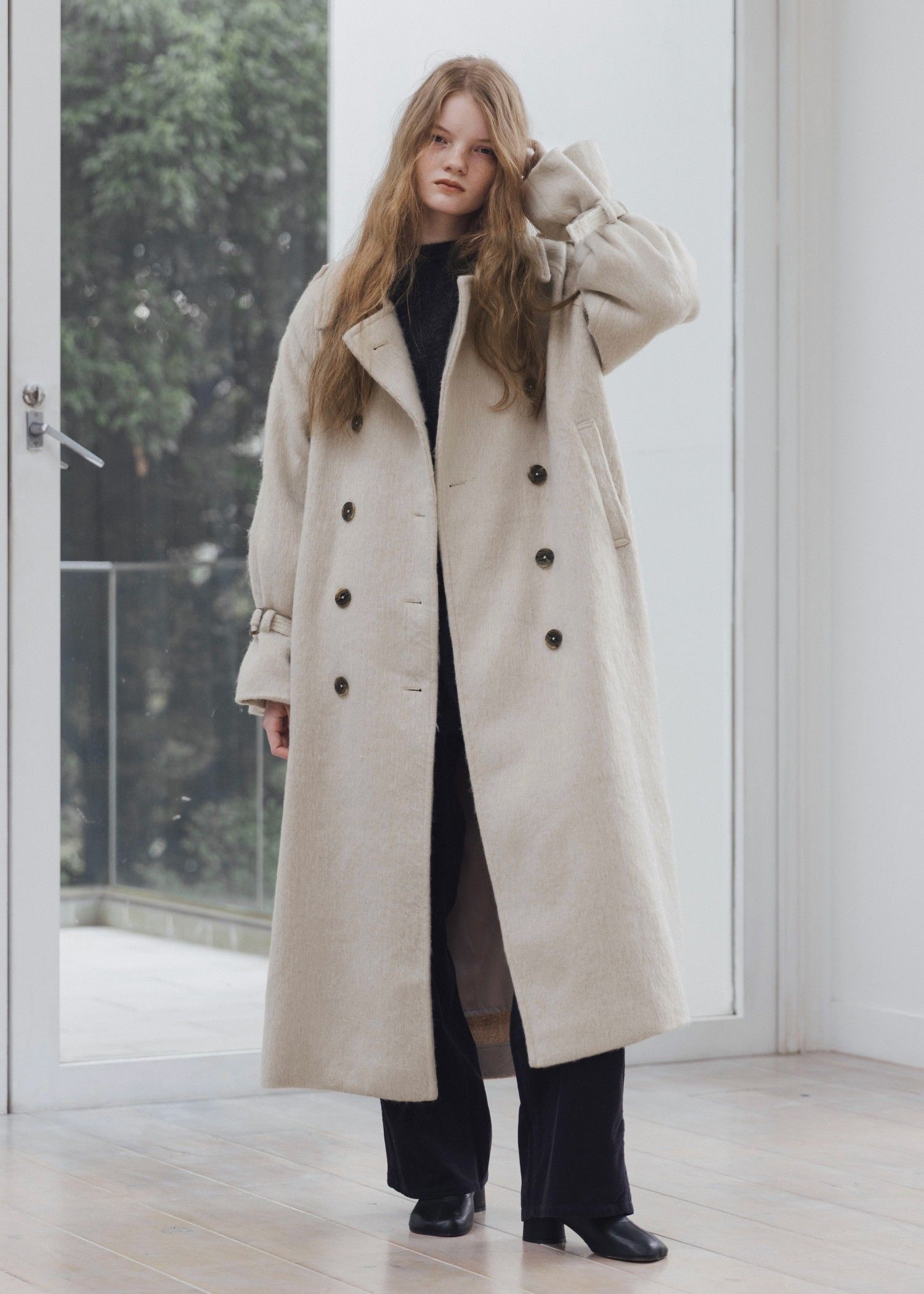 WILLFULLY - shaggy volume sleeve trench long coat / シャギー