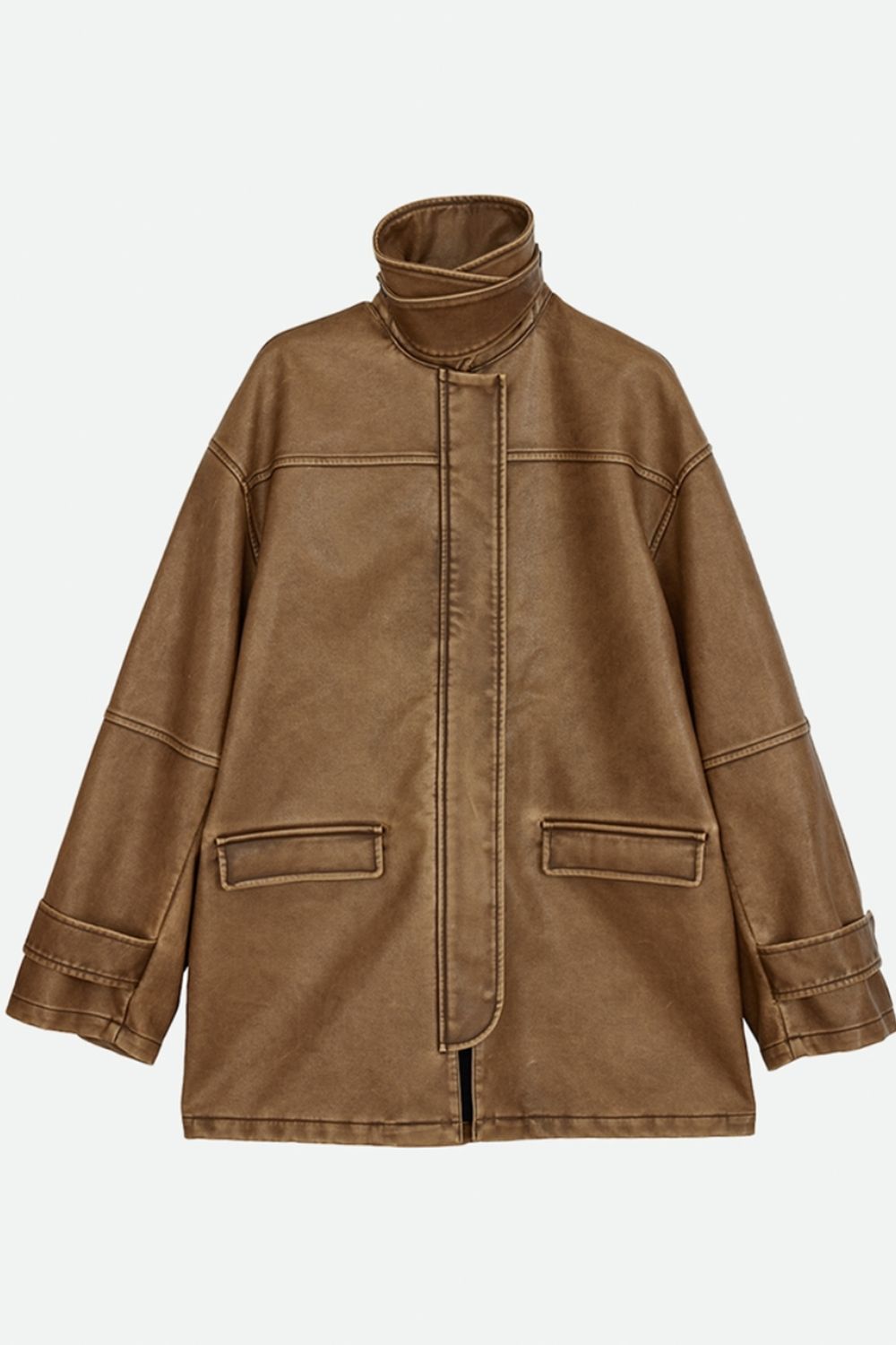 NOUNLESS - CRASH FAKE LEATHER JACKET (CHOCO) / クラッシュフェイク