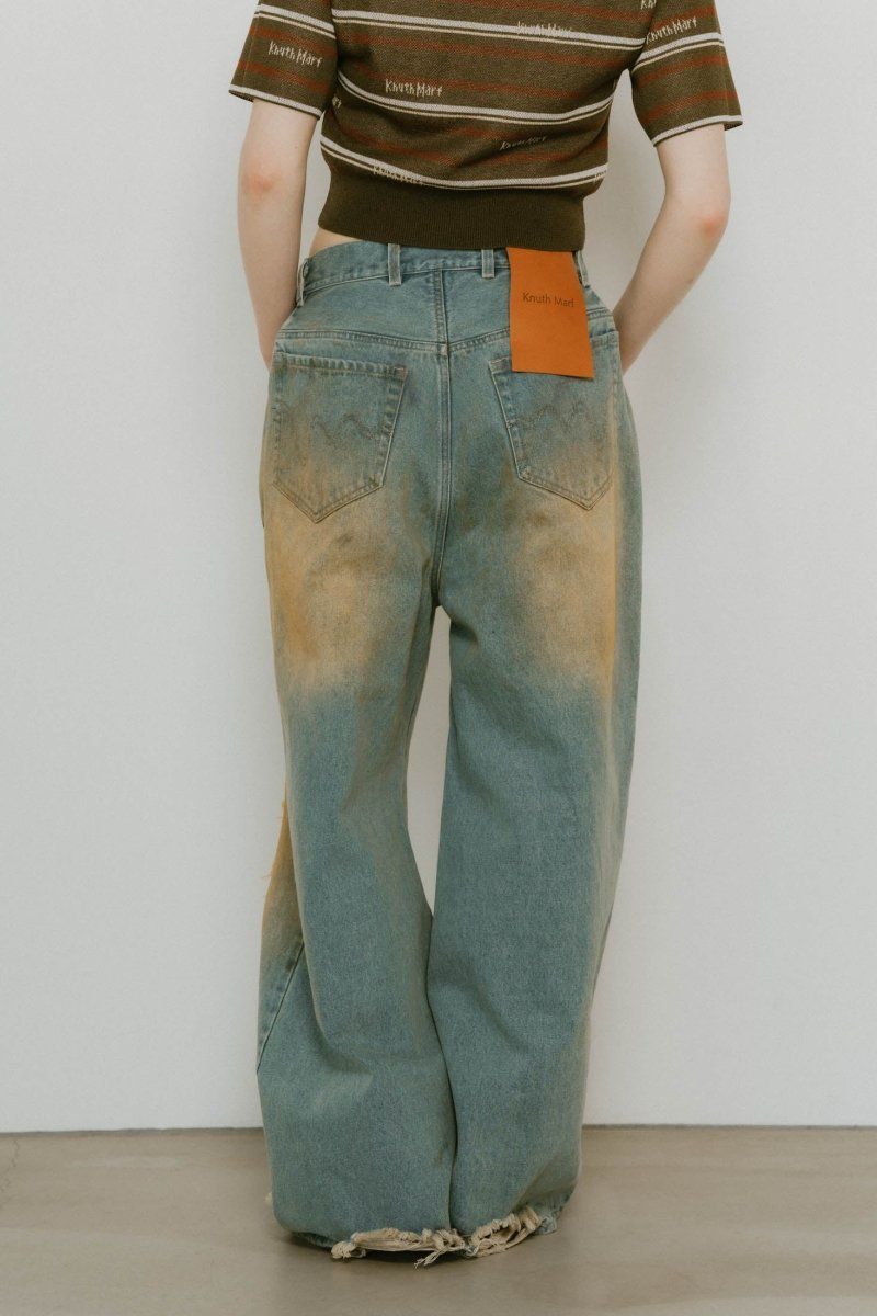Knuth Marf - damage denim pants / ダメージ デニムパンツ (サックス