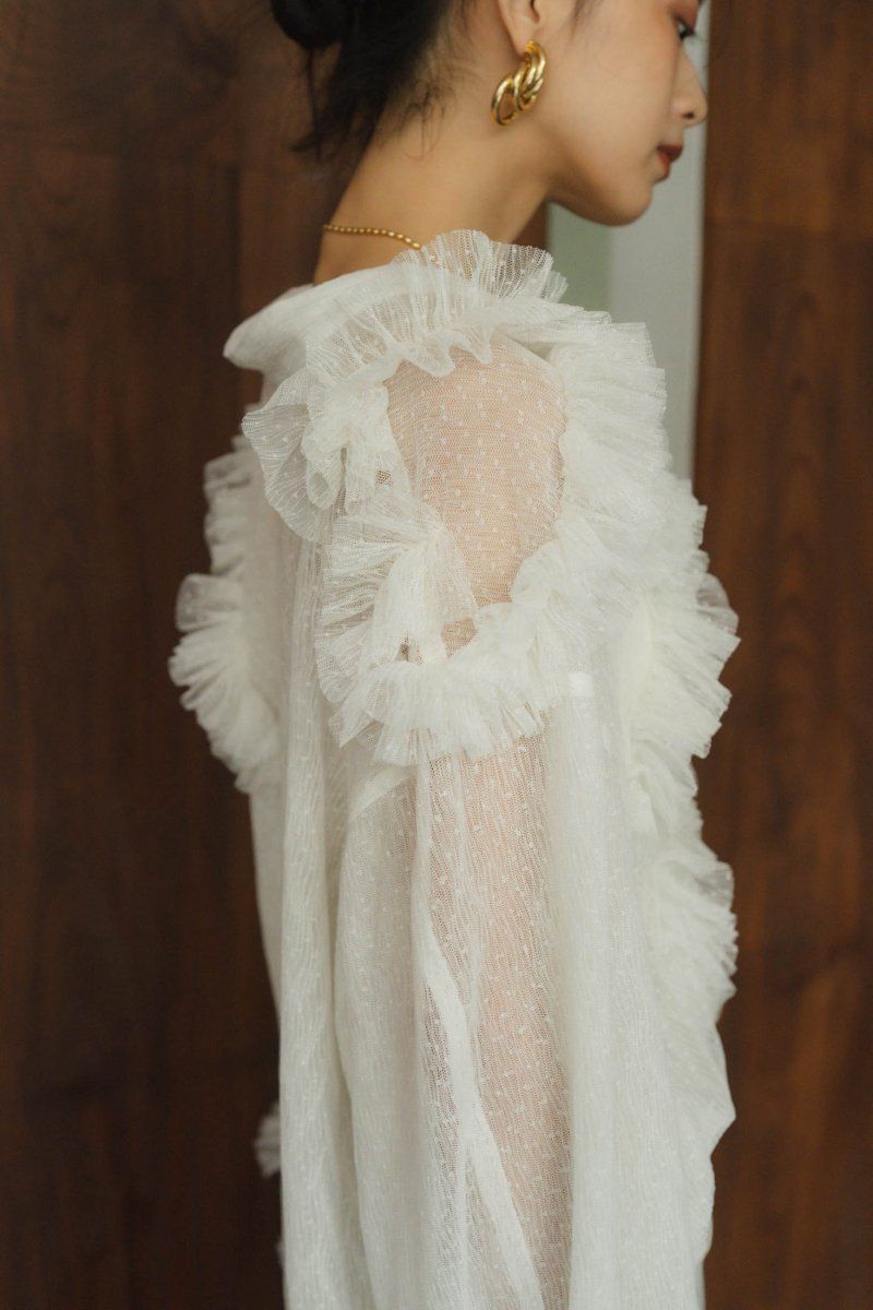 Knuth Marf - tulle design blouse / チュールデザインブラウス