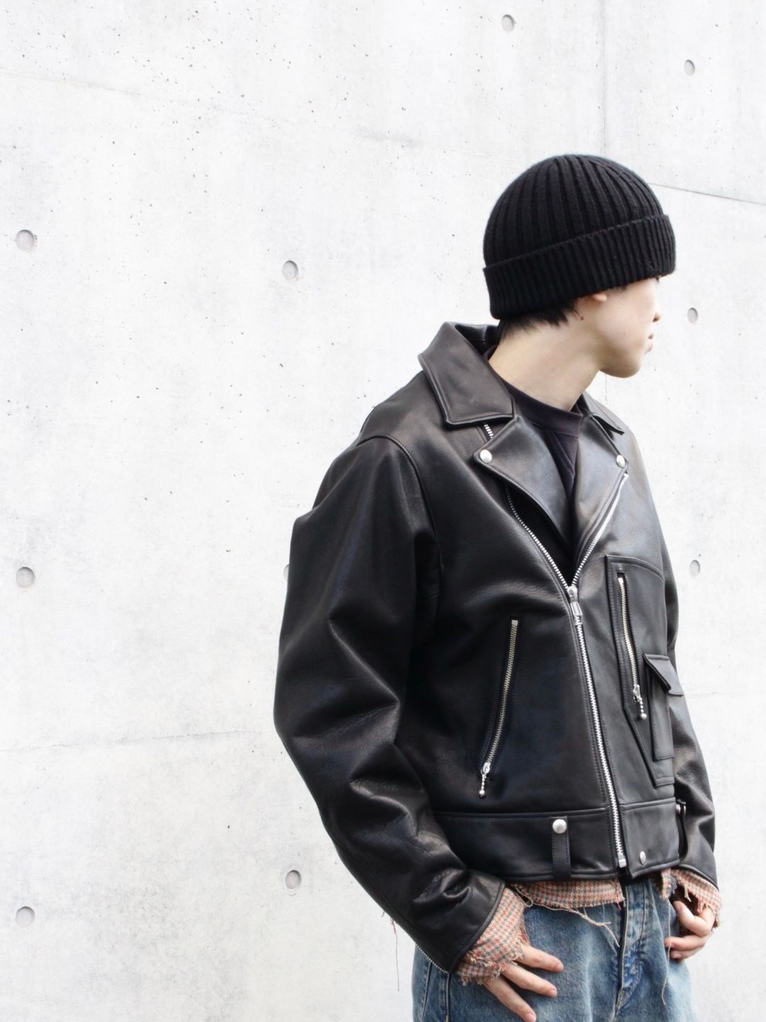 SEVESKIG - 【25AW】カウレザー Dポケット ライダース / COW LEATHER D