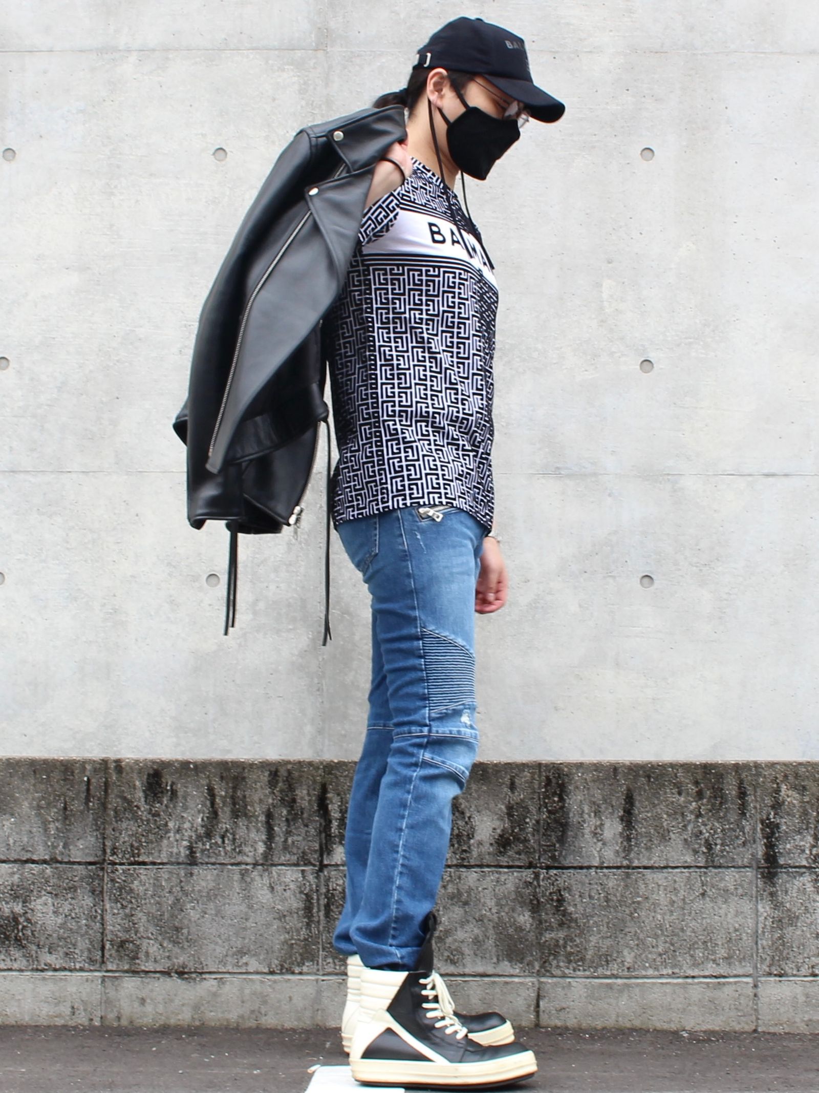 BALMAIN - ヴィンテージ ZIPバイカー デニムパンツ / BH2 PANTS DENIM