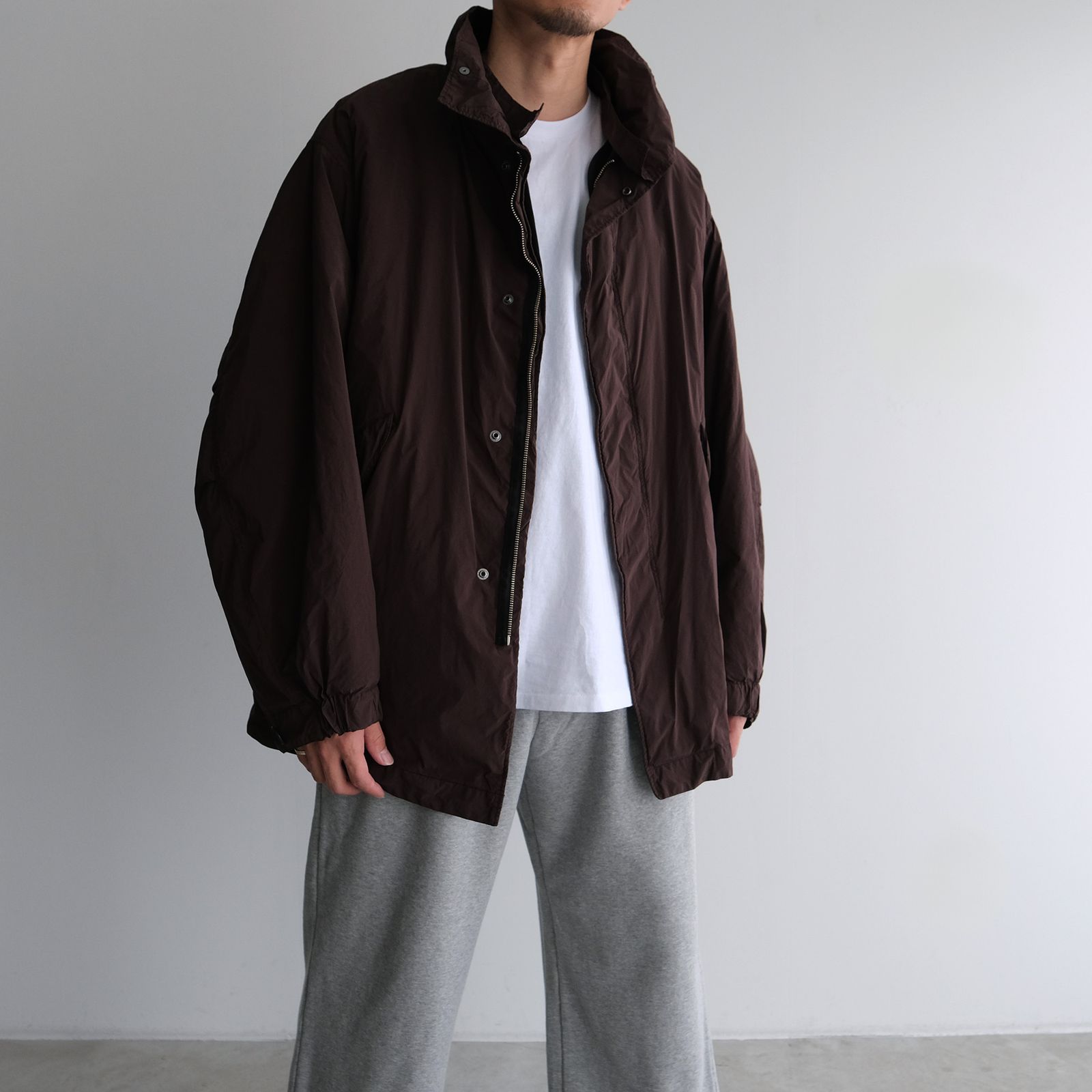ATON - Air Weather Short Mods Coat -コート-（Brown / ブラウン
