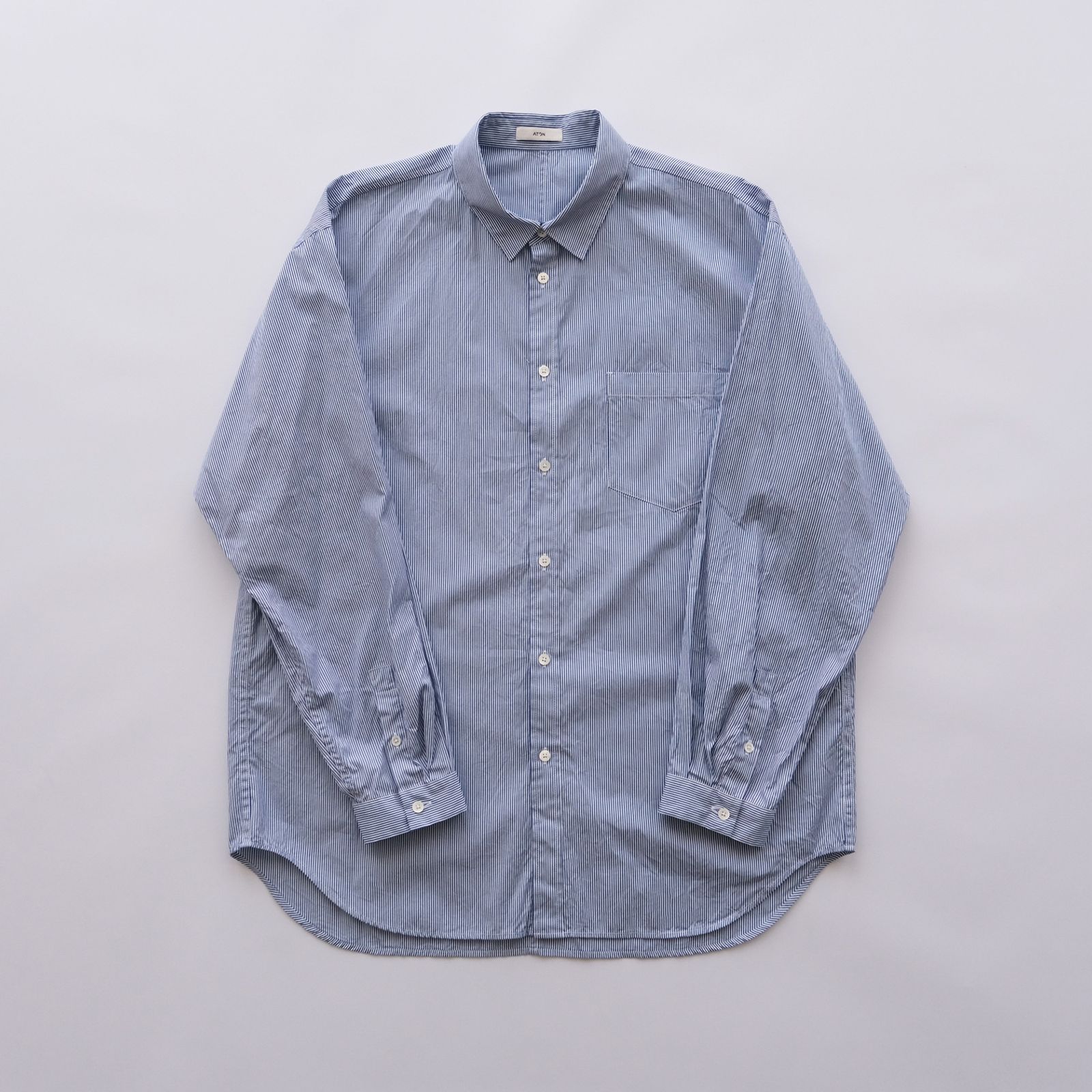ATON - Gize Broad Washed Shirt -シャツ-（Navy Stripe / ネイビー