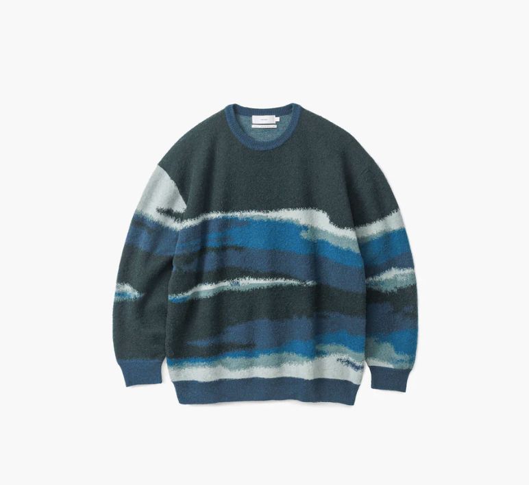 Graphpaper - Jacquard Crew Neck Knit / DEEP FOREST | Stripe Online