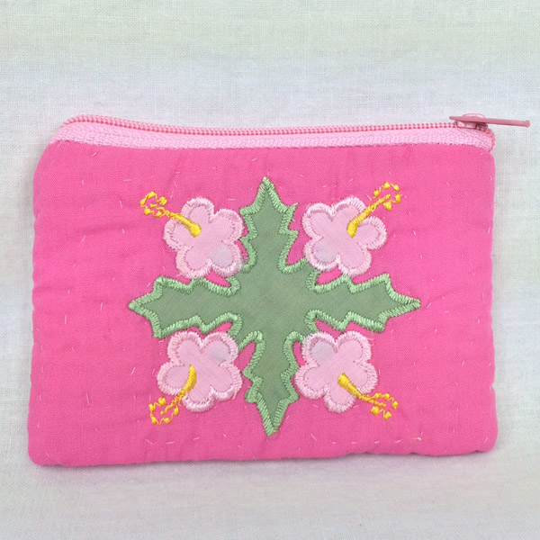 Hawaiian quiltハワイアンキルトグッズ ハイビスカス柄スクエアコイン