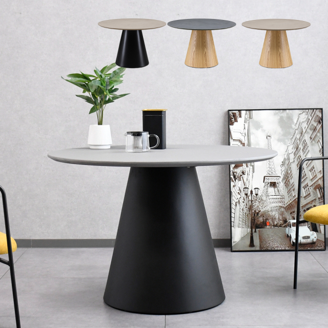 モルタル塗装110cm幅の円形ダイニングテーブル 丸 mobler