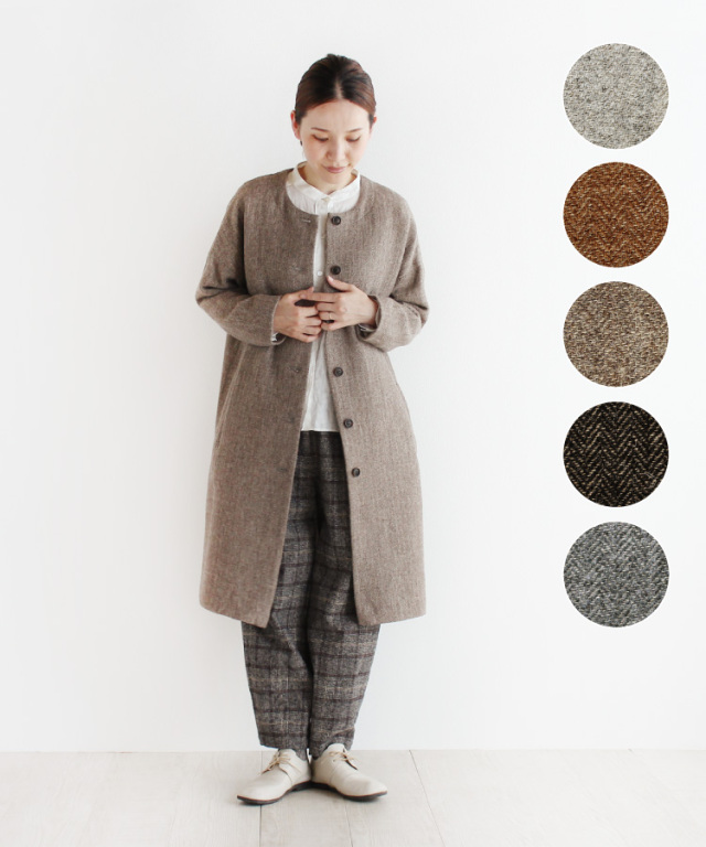nofl】ウールリネンヘリンボーンコート 644202880 | ナチュラル服通販