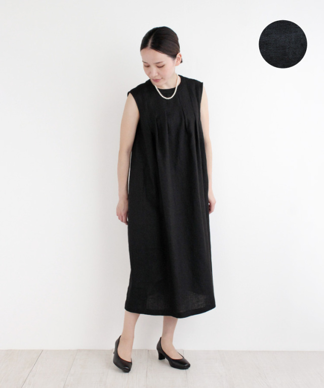 nofl】リトアニアリネンタックノースリーブワンピース 644212040