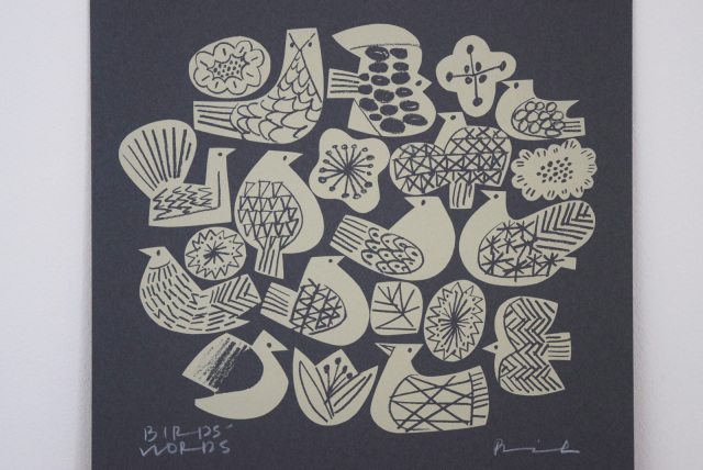 バーズワーズ シルクスクリーンBIRDS＆FLOWERS-ならの実