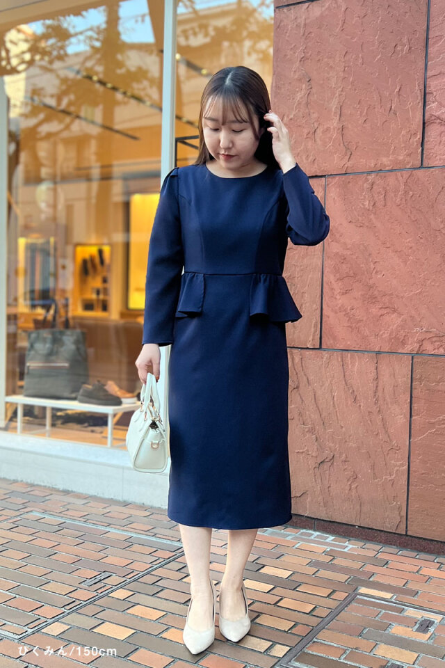 &.NOSTALGIA navy】ペプラムワンピース