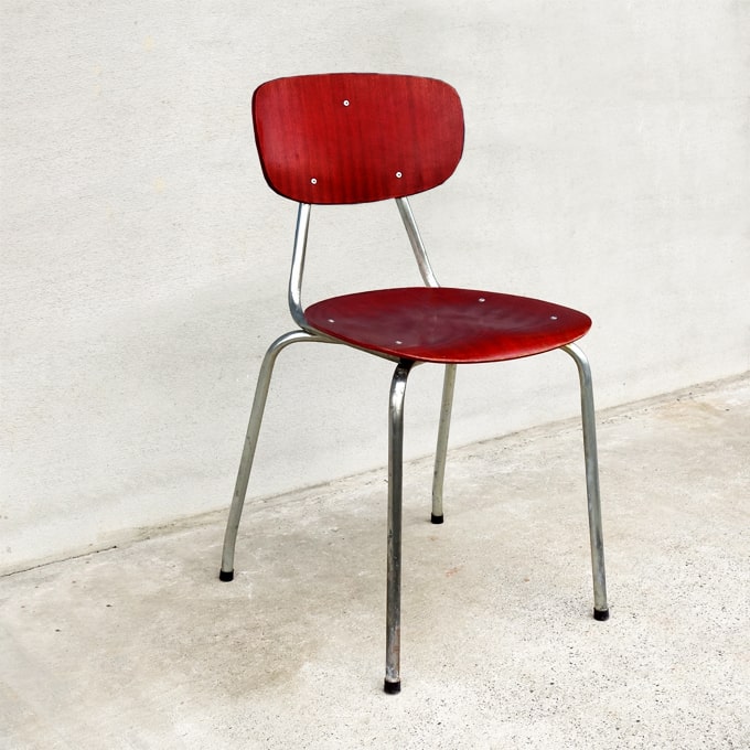 ヴィンテージ・スクールチェア赤茶｜北欧家具アンバーデザイン