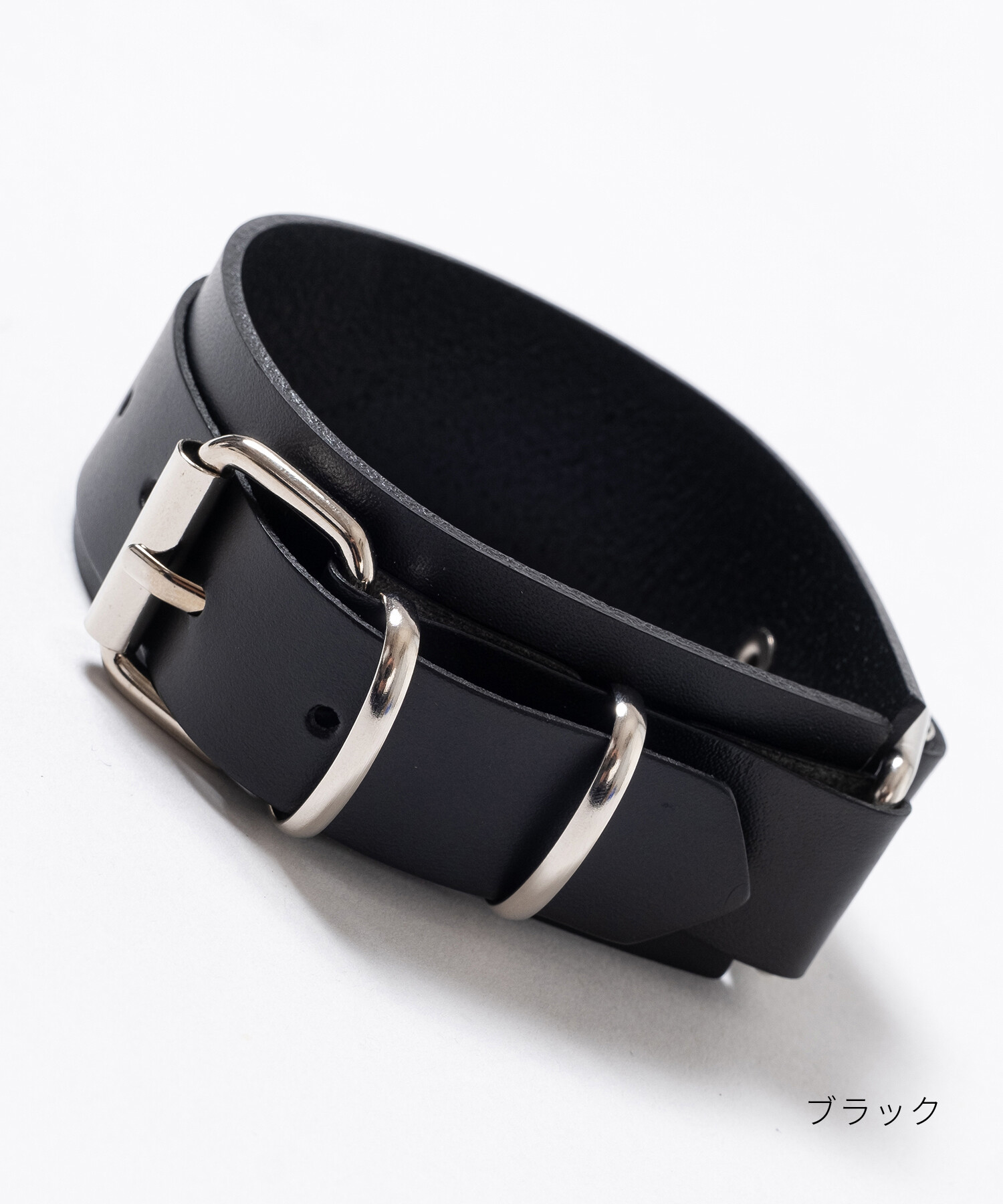 バックルベルトレザーワイドブレスレット / 革 バングル ankoROCK