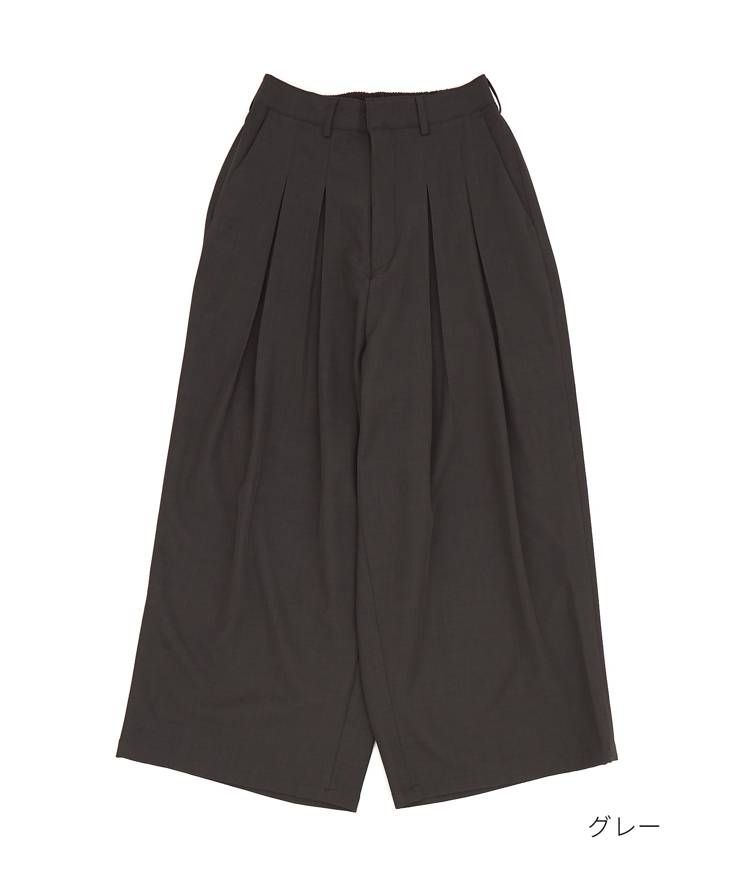 プリーツダブルタック硬質TRスーパーワイドスラックス / ユニセックス