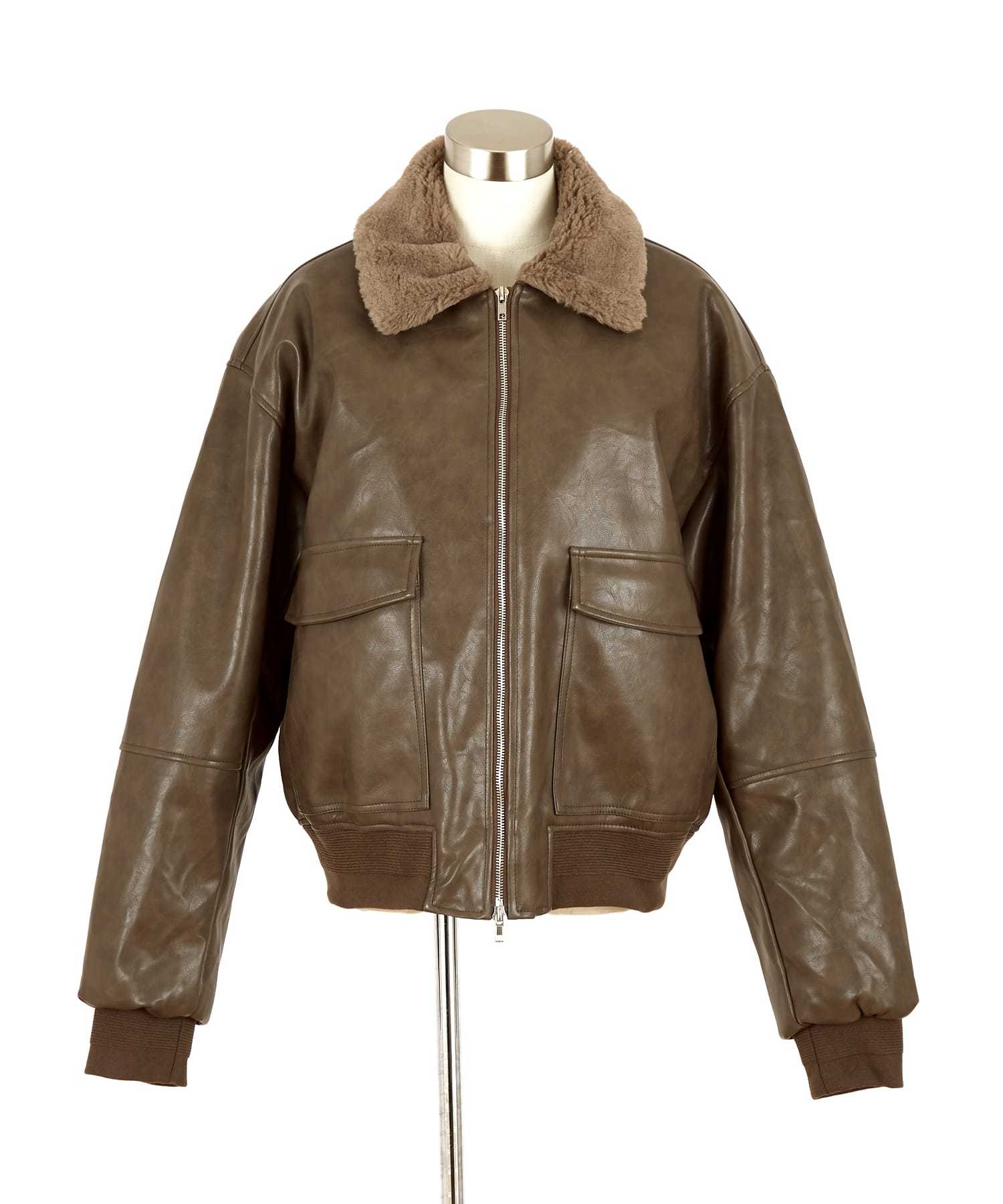 ファー襟合成皮革G-1フライトジャケット / ブルゾン メンズ レディース