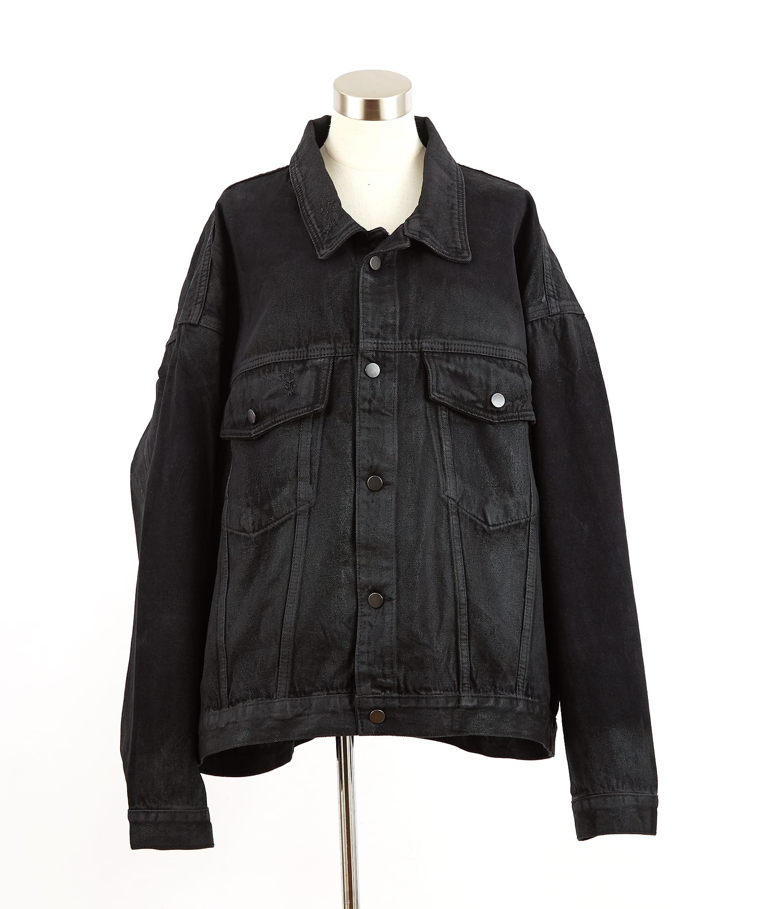 ダメージコーティングブラックデニムジャケット / Gジャン トラッカー