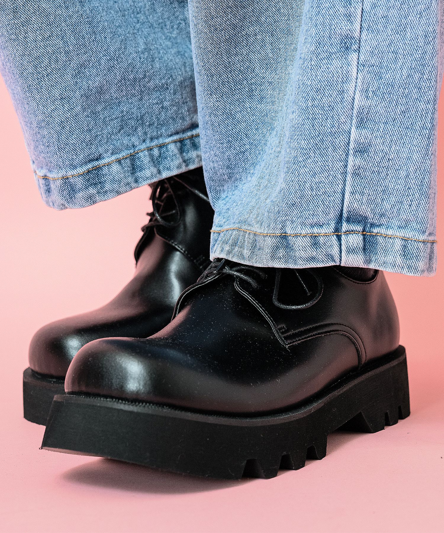 レザー厚底シャークソールダービーシューズ / メンズ 靴 ankoROCK