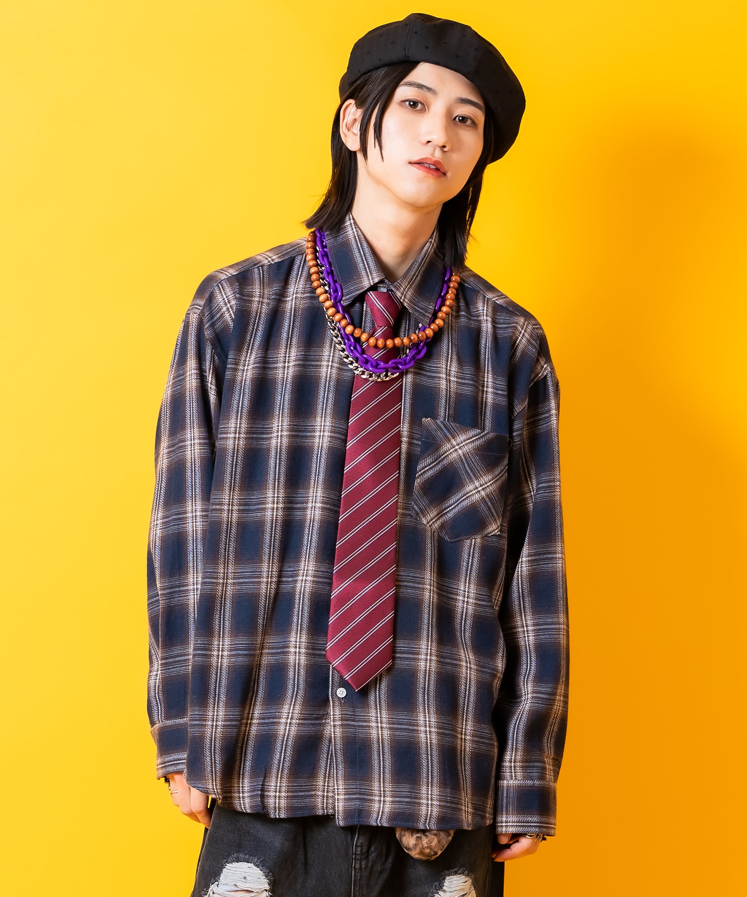 クラシックチェック柄コットンネルシャツ / ユニセックス メンズ