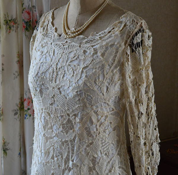 B1131 フランスアンティークドレス 20世紀初頭マリアージュリネン