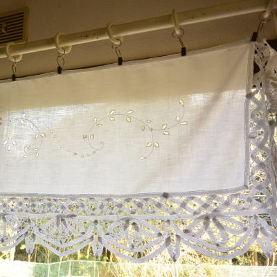 C-883 フランスアンティークコットンカフェカーテン バテンレース