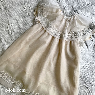 日本発送】E-993 フランスアンティークレースベビードレス/ドール