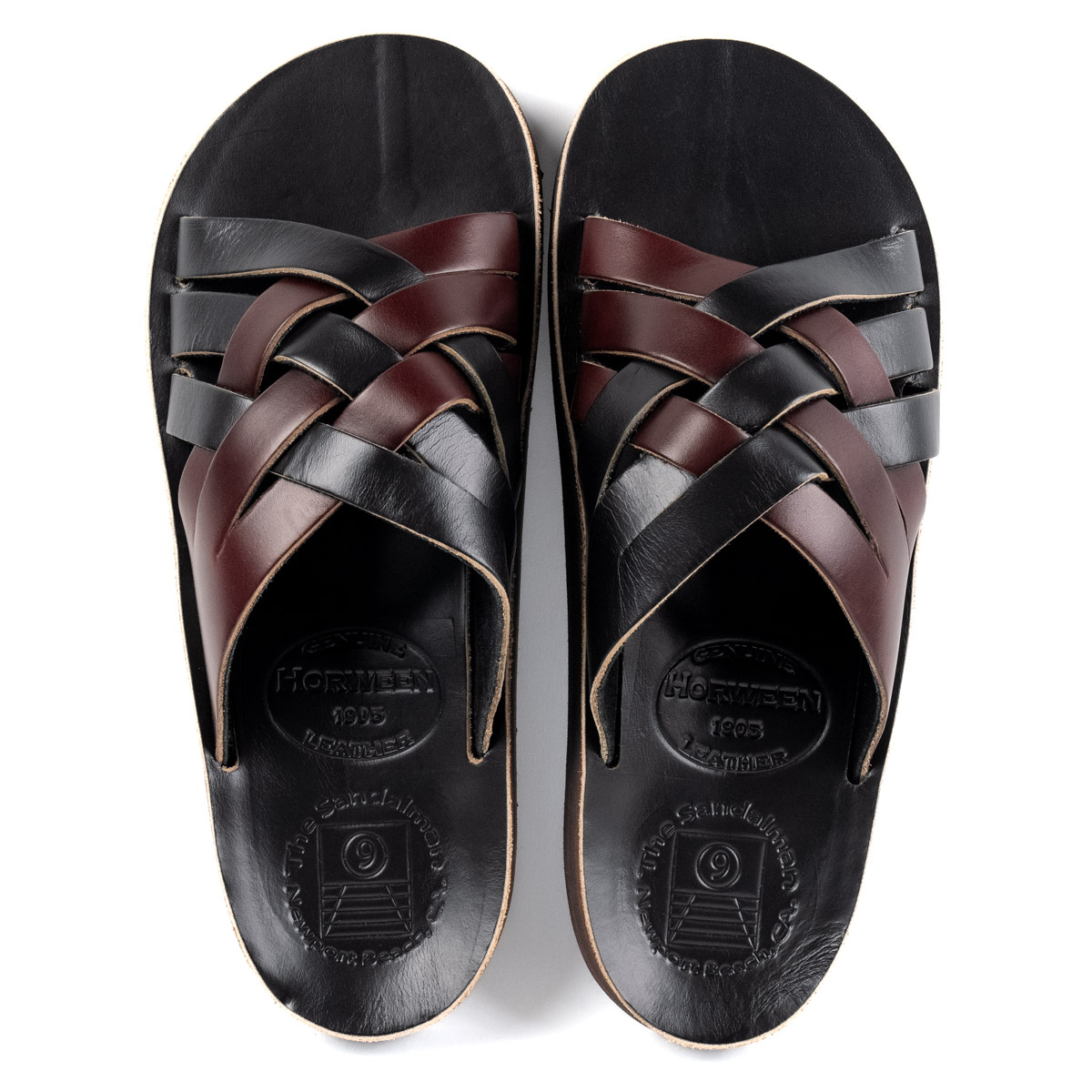 The Sandalman Weave Black x Burgundy Two-Tone Chromexcel サンダル