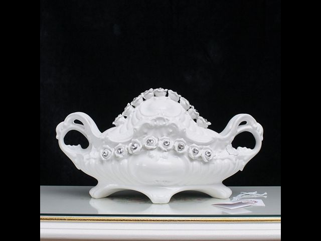 fu-collection】 イタリア製 セラミック ロココ調小物入れ ホワイト