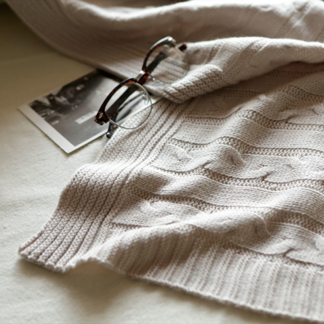 Fab the Home】ケーブルニット マルチカバー 190×190 2人用 ソファ