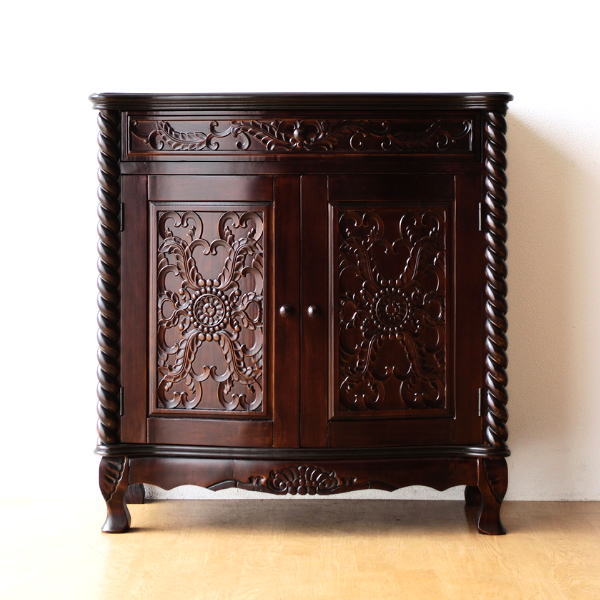 アンティーク 家具 サイドボード 収納家具 電話台 FAX台 猫脚 完成品