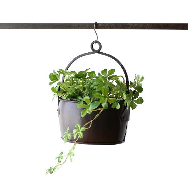 バケツ おしゃれ ガーデン オーバル ポット アイアン 吊り下げ