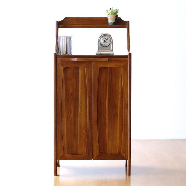 キャビネット 電話台 ファックス台 FAX台 おしゃれ チーク 無垢材