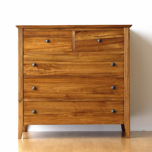 チェスト チーク 無垢材 4段 シンプル ナチュラル 天然木 チーク