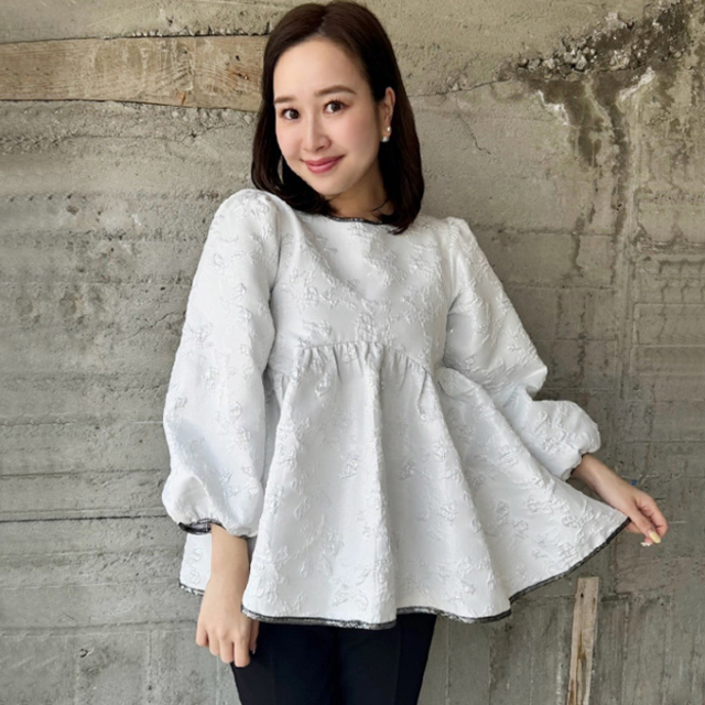 フラワーラメジャガードペプラム【7j-831-03479】