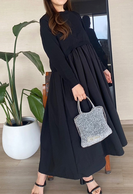 異素材ドッキングワンピース【7i-831-04422】