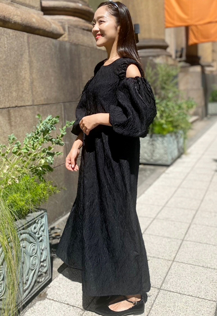 オープンアームジャガードワンピース【7h-971-00010】