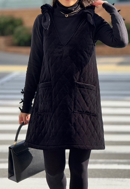 ベロアキルティングワンピース【7h-920-09599】