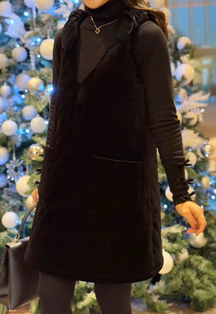 ベロアキルティングワンピース【7h-920-09599】