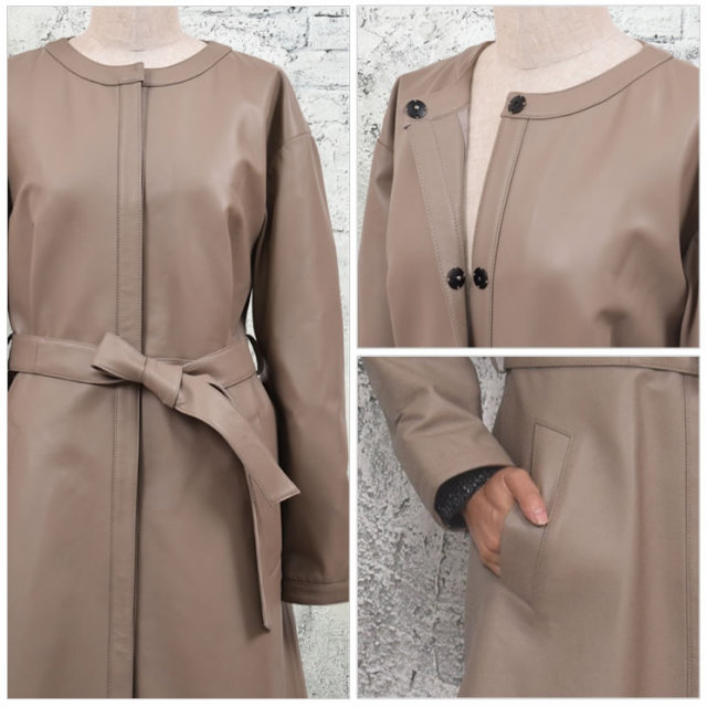 20%OFF 会員価格適用外】【Merfirge】ラム レザー ノーカラー ロング