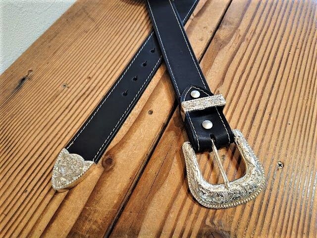 栃木レザー3ピースバックルベルト【ブラック】38mm【WESTEN BUCKLE