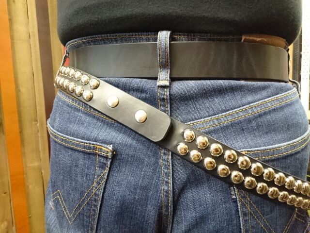 アクセサリースタッズベルト 丸スタッズ2連 【シルバー】